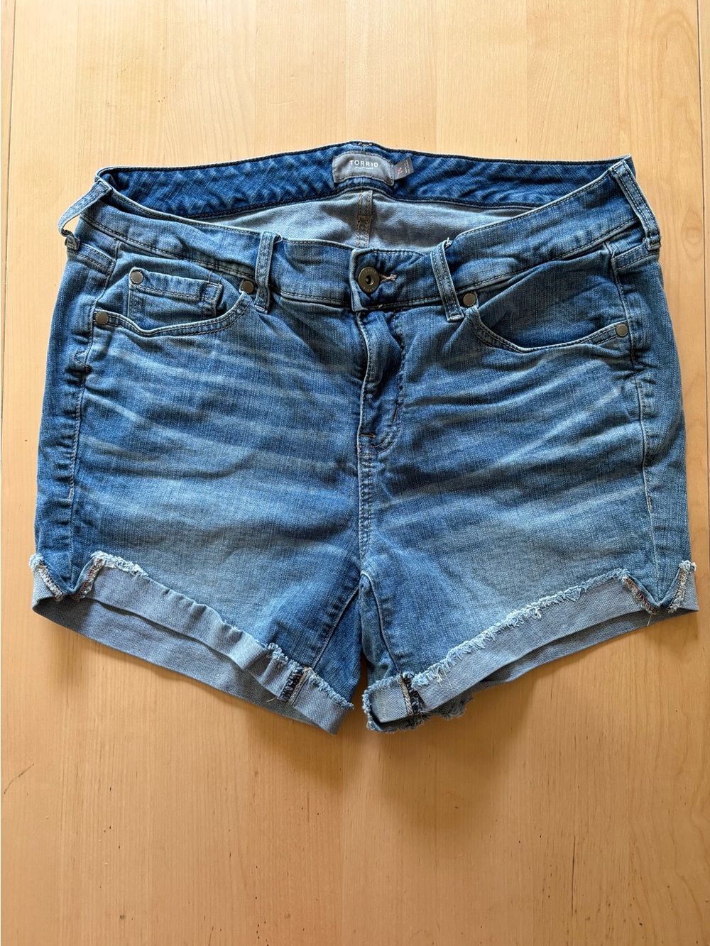 torrid Blue Washed Denim Cutoff Shorts